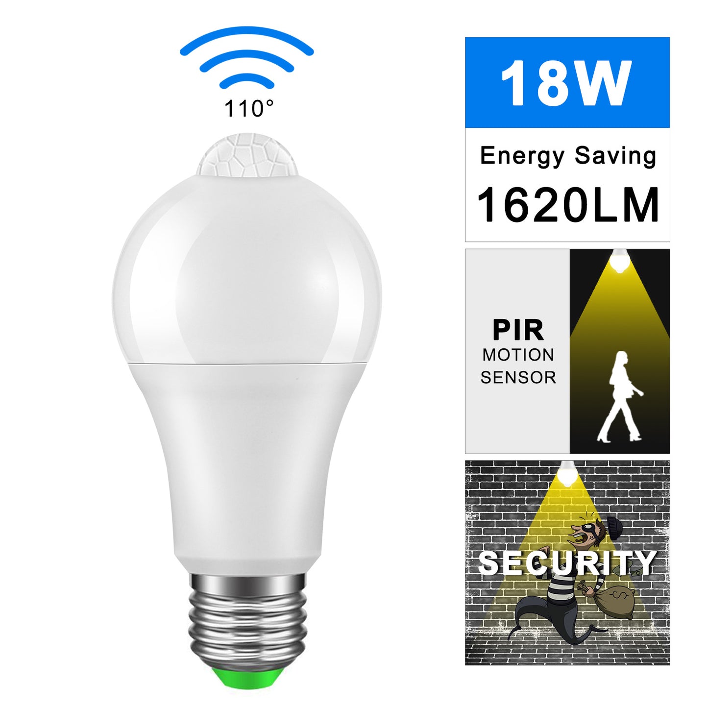 LED Bulb Light with Sensor | Warm White